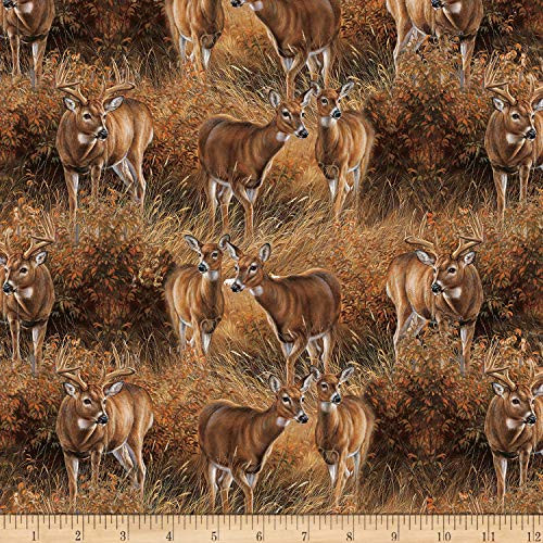 Springs Creative Products Wild Wings Field Day Dear Scenic Brown Quilt Fabric -0681385-