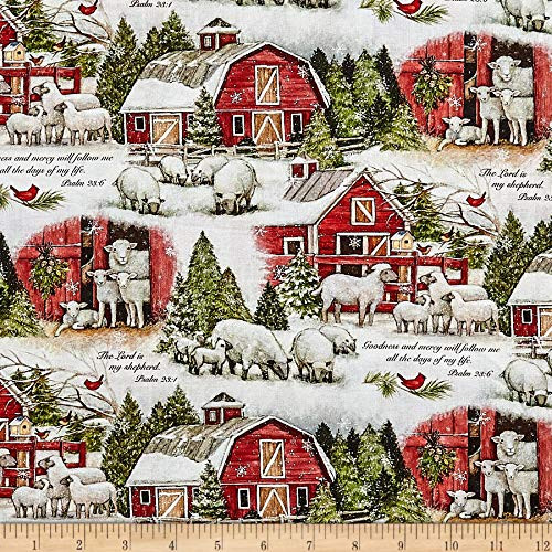 Susan Winget Christmas The Lord Is My Shepherd Multi Quilt Fabric By The Yard