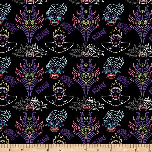 Springs Textiles Disney Villains Villain Outline Black Fabric by The Yard