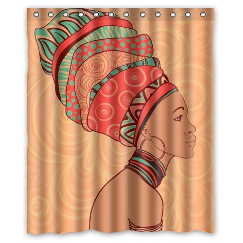 FMSHPON African Woman Waterproof Polyester Fabric Shower Curtain 60 X 72 Inches FMSHPON African Woman Waterproof Polyester Fabric Shower Curtain 60 X 72 Inches