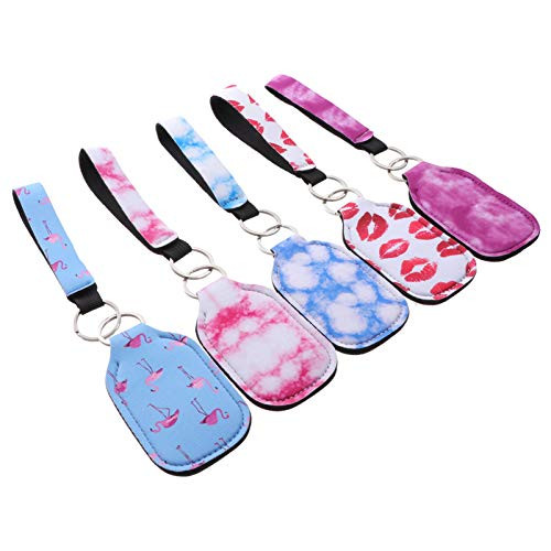 Beaupretty 5 Pairs Chapstick Holder Keychain Lanyard Wristlet Set Neoprene Lipstick Holder Lip Balm Holder Keyring Clips for Lipstick Chapstick Lip Balm Travel