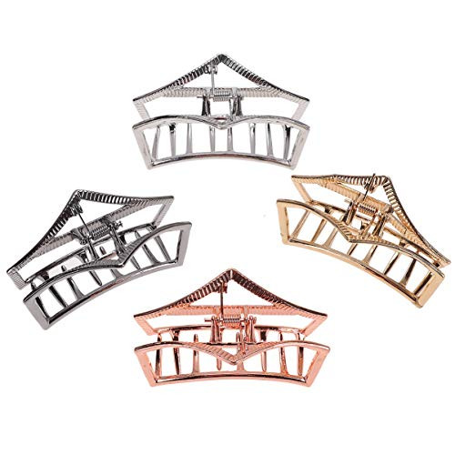 Lurrose 4 Pcs Big Hair Claw Clips Nonslip Banana Jaw Clips Ponytail Holder Gripper Hair Barrettes French Hair Clamp Pin Hair Accessories for Women Lady Girl Assorted Color