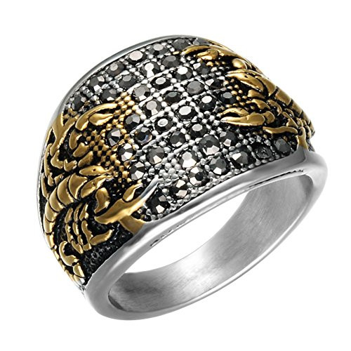 PAMTIER Stainless Steel Gothic Biker Scorpion Ring Hip Hop Style for Men Women Silver Gold Size 10