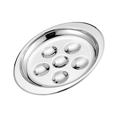Cabilock Snail Mushroom Escargot Plate Dishes Stainless Steel 6 Holes Escargot Snail Baking Dish for Kitchen BBQ