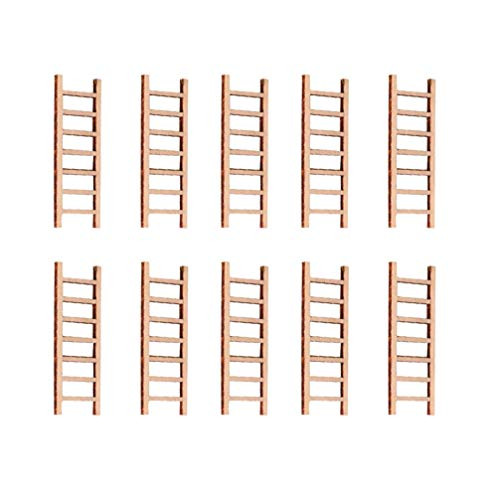 Happyyami 10 Pcs Mini Ladders Fairy Garden Accessorie Wood Step Ladder Micro Landscape Ornament for DIY Craft Dollhouse Scenery Staircase Decor