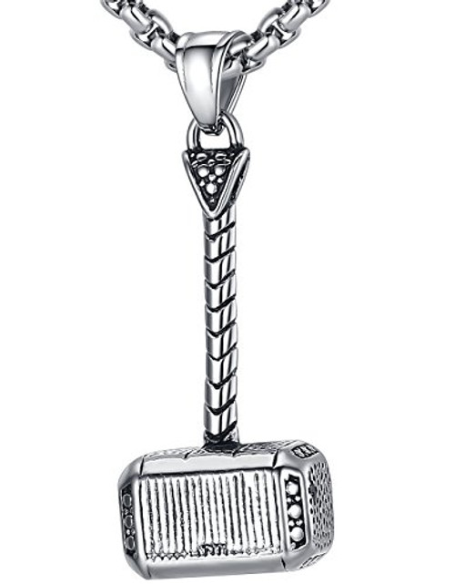 LineAve Men s Stainless Steel Mjolnir Thor s Hammer Pendant Necklace 23 Plus 2 inch Ext 8z0043 LineAve Men s Stainless Steel Mjolnir Thor s Hammer Pendant Necklace 23 Plus 2 inch Ext 8z0043