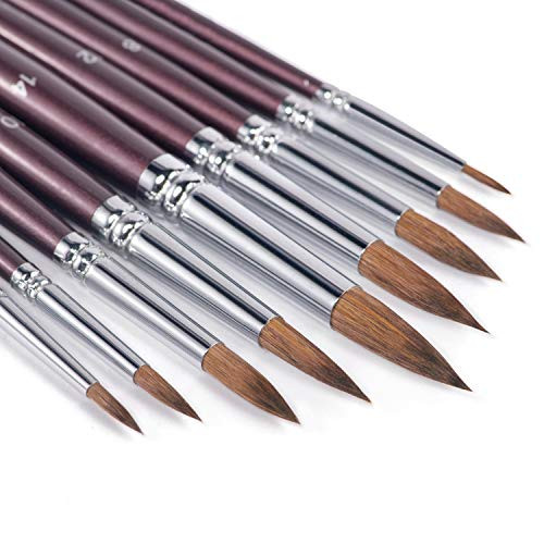Sable Watercolor Brushes  Fuumuui 9pcs Detail to Thick Round Pointed Paint Brushes Premium Sable Hair Artist Brushes Perfect for Watercolor Gouache Acrylic Ink Painting