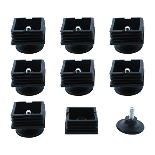 uxcell Leveling Feet 50 x 50mm Square Tube Inserts Kit Furniture Glide Adjustable Leveler for Chair Leg 8 Sets