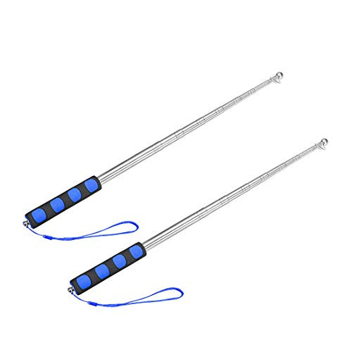 uxcell 5.25ft 1.6m Telescopic Handheld Flagpoles Stainless Steel Guide Flag Pole Sponge Handle Teaching Pointer for Tour Guides and Teachers Blue 2pcs