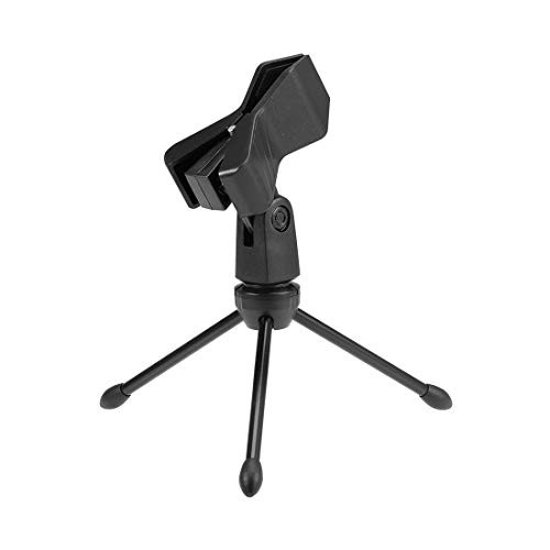 uxcell Universal Desktop Microphone Stand Foldable Tripod Tabletop Holder with Mic Clip