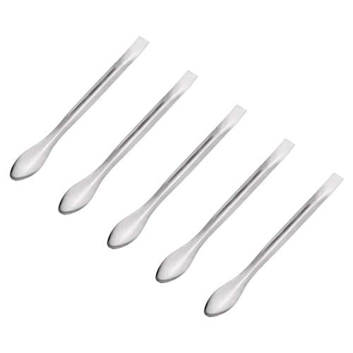 uxcell Micro Scoop 140mm Stainless Steel Reagent Sampling Lab Spoon Spatulas for Laboratory 5Pcs