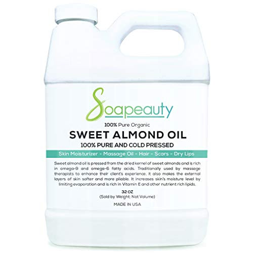 SWEET ALMOND OIL Organic Cold Pressed Unrefined - 100 percent  Pure Natural Available in Bulk - Carrier for Essential Oils  Moisturizer for Skin  Face  and  Hair  Soap Making - Sizes 4OZ to 1 GALLON - -32 OZ- SWEET ALMOND OIL Organic Cold Pressed Unrefined - 100 percent  Pure Natural Available in Bulk - Carrier for Essential Oils  Moisturizer for Skin  Face  and  Hair  Soap Making - Sizes 4OZ to 1 GALLON - -32 OZ-