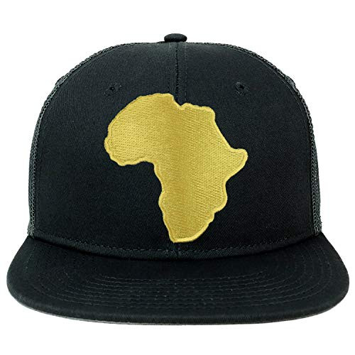 Armycrew Oversize XXL Solid Golden Africa Map Patch Flatbill Mesh Snapback Cap - Black - 2XL