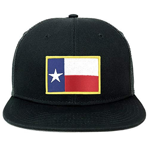 Armycrew Oversize XXL Texas State Flag Patch Flatbill Mesh Snapback Cap - Black - 2XL