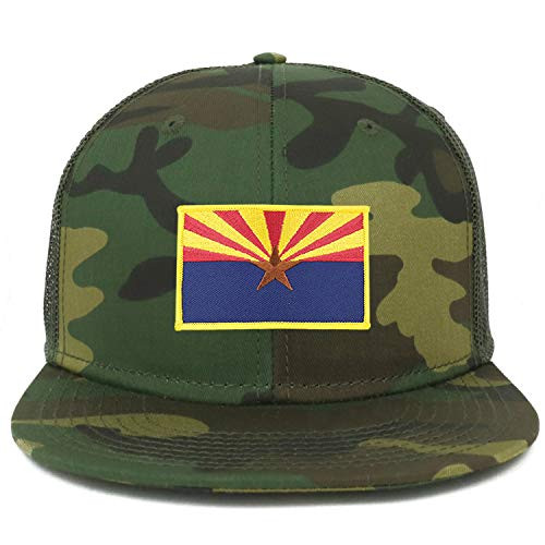Armycrew Oversize XXL Arizona State Flag Patch Camouflage Flatbill Mesh Snapback Cap - Camo Olive - 2XL