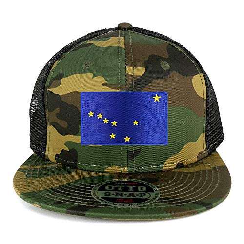 Armycrew Oversize XXL New Alaska State Flag Patch Camo Mesh Snapback Cap - Camo Black