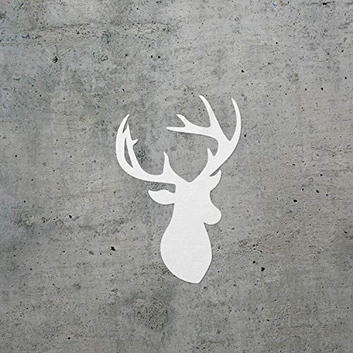 USC DECALS Reindeer Head Mounted Silhouette -White- -Set of 2- Premium Waterproof Vinyl Decal Stickers for Laptop Phone Accessory Helmet Car Window Bumper Mug Tuber Cup Door Wall Decoration