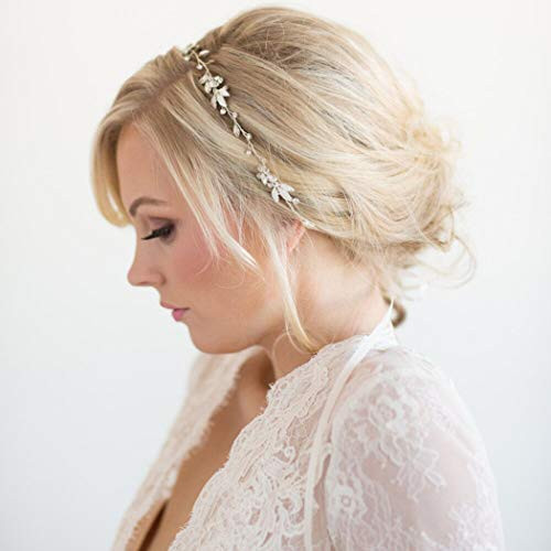 Aukmla Bride Wedding Hair Vine Leaves Hair Accessorise Rhinestone Crystal Hair Piece for Women and Girls HV-20 -Gold- Aukmla Bride Wedding Hair Vine Leaves Hair Accessorise Rhinestone Crystal Hair Piece for Women and Girls HV-20 -Gold-