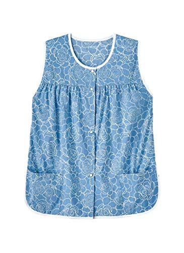 AmeriMark Patterned Womens Snap Front Cobbler Apron Vest with Two Patch Pockets French Blue Large