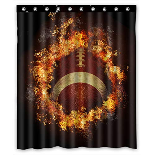 FMSHPON Spirit of Flaming American Football Waterproof Polyester Fabric Shower Curtain 60 x 72 Inches FMSHPON Spirit of Flaming American Football Waterproof Polyester Fabric Shower Curtain 60 x 72 Inches