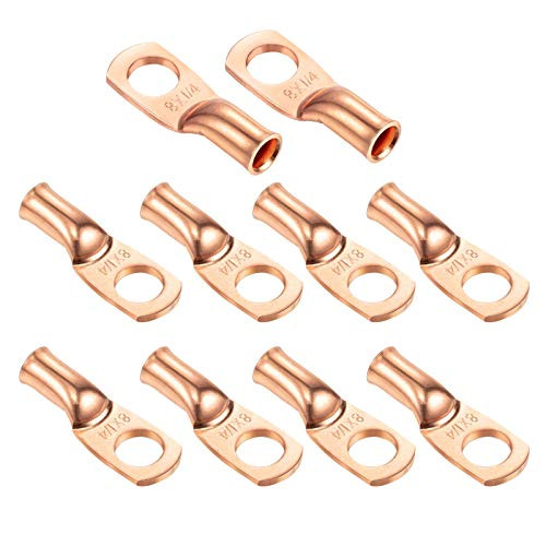Ampper Heavy Duty Copper Wire Lugs  UL Eyelets Ring Crimp Copper Terminal Connectors for Battery Cable Ends and More -8 Awg  1 4 inch Ring  10 Pcs- Ampper Heavy Duty Copper Wire Lugs  UL Eyelets Ring Crimp Copper Terminal Connectors for Battery Cable Ends and More -8 Awg  1 4 inch Ring  10 Pcs-
