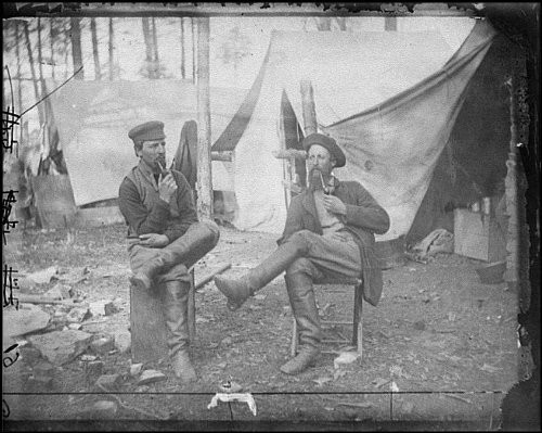 HistoricalFindings Photo Two Men discussing Next Advance Soldiers Brandy Station Virginia Civil War 1864 HistoricalFindings Photo Two Men discussing Next Advance Soldiers Brandy Station Virginia Civil War 1864
