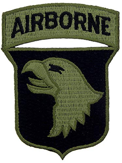 United States Army 101st Airborne Embroidered Patch Subdued Woodland Green with Iron-On Adhesive United States Army 101st Airborne Embroidered Patch Subdued Woodland Green with Iron-On Adhesive