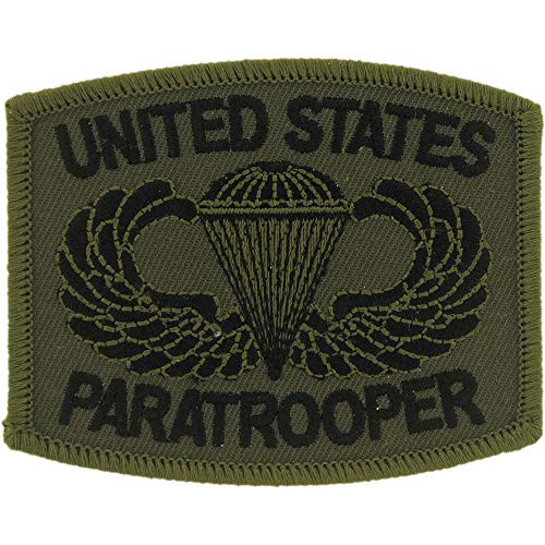 United States Army Airborne A B Paratrooper Patch Subdued Woodland Green with Iron-On Adhesive United States Army Airborne A B Paratrooper Patch Subdued Woodland Green with Iron-On Adhesive