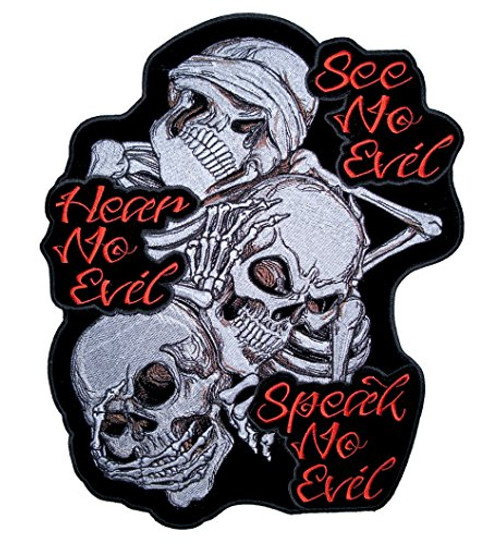 Leather Supreme See No Evil Hear No Evil and Speak No Evil Skull Biker Patch Leather Supreme See No Evil Hear No Evil and Speak No Evil Skull Biker Patch