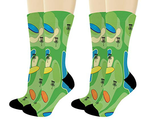 Sports Gift Set Disc Golf Course Socks Lucky Socks Disc Golf Themed Gifts 2-Pair Novelty Crew Socks Sports Gift Set Disc Golf Course Socks Lucky Socks Disc Golf Themed Gifts 2-Pair Novelty Crew Socks
