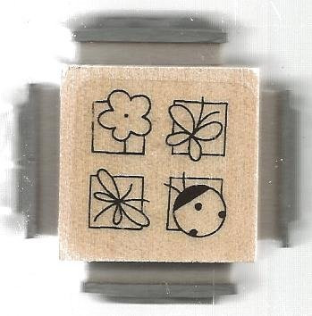 Spring Window Wood Mounted Rubber Stamp Cube -ATC07-