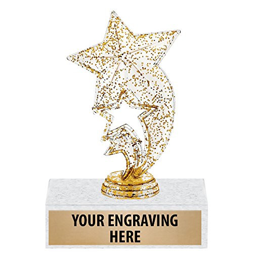 6 inch Gold Glitter Star Rocket Trophies - Custom Star Trophy Award