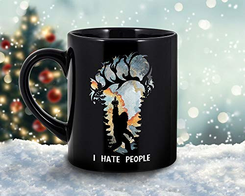 Big-foot I Hate People Coffee Mug  Big-foot Sasquatch Christmas Mug Mug With Handle  Insulated Ceramic Reusable Coffee Cup  Coffee Travel Mug