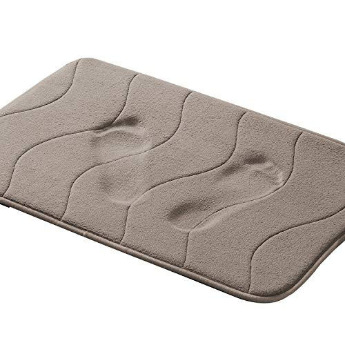 Memory Foam Bathroom Rugs Slip-Resistant Extra Absorbent Bath Mat Set Non Slip Dry Fast Bath Mat 17 inchX24 inch Memory Foam Bath Mat with Anti-Skid Bottom Non-Slip Quickly Drying Taupe Waved Pattern