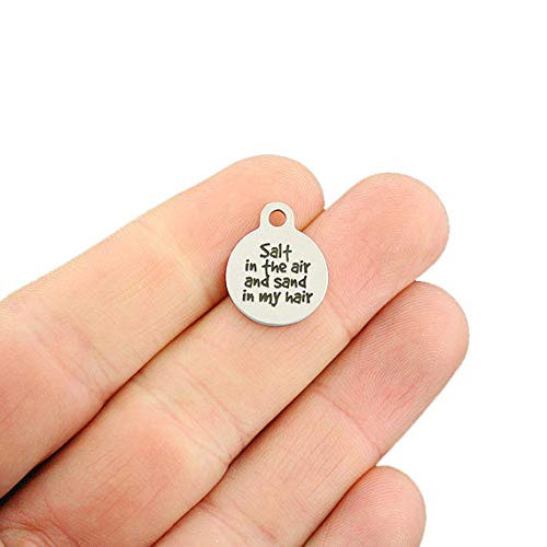 Beach Stainless Steel Charms - Salt in The air and Sand in My Hair - Smaller Size - Exclusive Line - Quantity Options - BFS1931