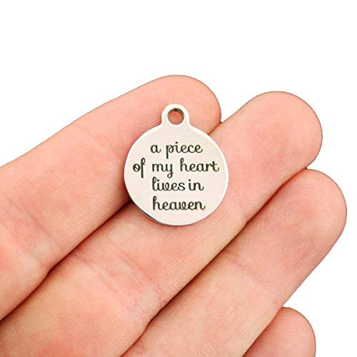 Memorial Stainless Steel Charms - A Piece of My Heart Lives in Heaven - Exclusive Line - Quantity Options - BFS2435 -20-