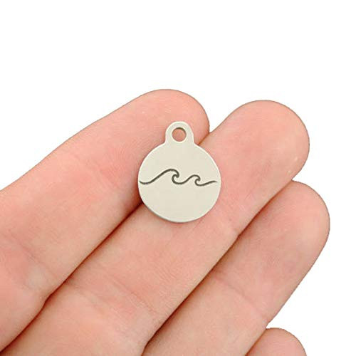Ocean Waves Stainless Steel Charms - Smaller Size - Exclusive Line - Quantity Options - BFS2450 Choose Quantity BULK 10 Charms Ocean Waves Stainless Steel Charms - Smaller Size - Exclusive Line - Quantity Options - BFS2450 Choose Quantity BULK 10 Charms