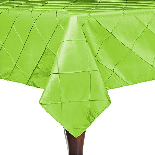Ultimate Textile Embroidered Pintuck Taffeta 60 x 108-Inch Rectangular Tablecloth Apple Lime Green