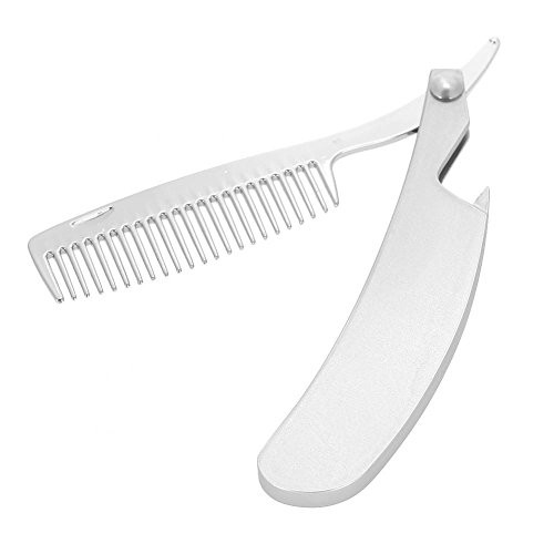 Folding Beard Comb  Portable Folding Mustache Tool Bottle Opener Portable Stainless Steel Beard Comb for Salon and Home Use