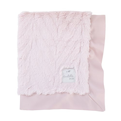 Cuddle Me Luxury Plush Chevron Blanket with Matte Satin Border, Pink