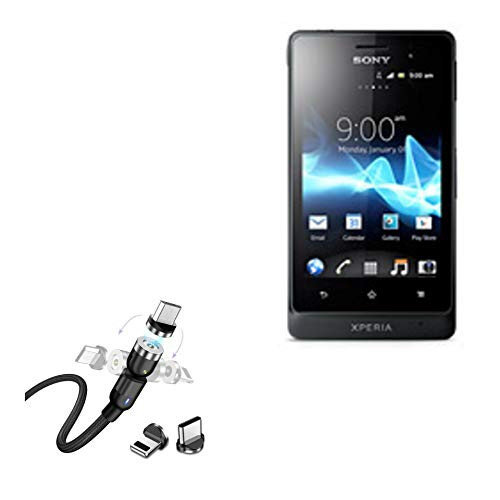 Sony Advance ST27a Cable  BoxWave -MagnetoSnap AllCharge Cable- Magnet Charging Cable USB Type-C Micro USB for Sony Advance ST27a - Jet Black