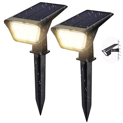 OYIPRO Solar Lights Outdoor Landscape Spotlights  Waterproof Adjustable Solar Powered 2-in-1 Wireless Landscaping LED Solar Light Wall Lighting for Yard Garden Patio Driveway  Warm White 2 Pack