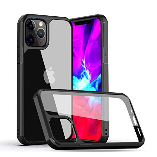 VATI Compatible with iPhone 12 Pro Max Case Cover  Clear PC Back with TPU Edge Protective Case for iPhone 12 Cases for iPhone 12 Pro Max 6.7 Inch -Midnight Black-