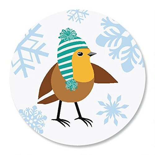 Snowflakes  and  Birds Envelope Seals - Set of 72