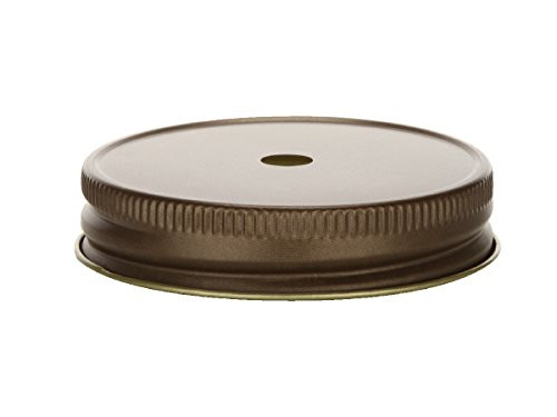 Nakpunar 12 pcs Antique Bronze Mason Jar Lids with Drinking Straw Holes - For Regular Mouth Mason Jars  Made in USA