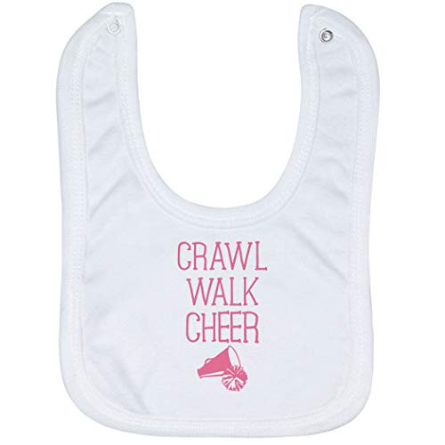 Cheerleading Baby  and  Infant Bib - Crawl Walk Cheer - Soft Microfiber - Pink