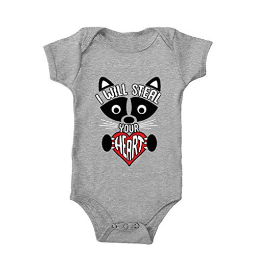 Haase Unlimited I Will Steal Your Heart - Raccoon Cute Bodysuit -Light Gray 12 Months- Haase Unlimited I Will Steal Your Heart - Raccoon Cute Bodysuit -Light Gray 12 Months-