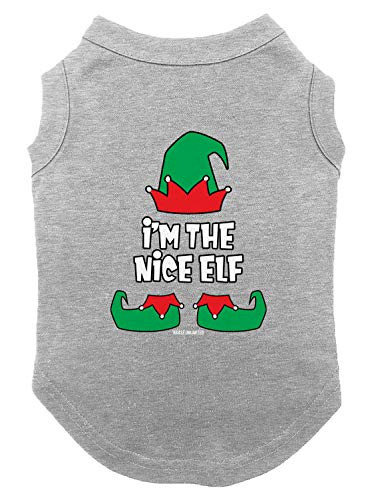 Haase Unlimited I m The Nice Elf - Dog Shirt -Light Gray  Medium-
