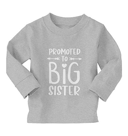 Haase Unlimited Promoted to Big Sister - New Sis Long Sleeve Toddler Cotton Jersey Shirt -Light Gray 4T- Haase Unlimited Promoted to Big Sister - New Sis Long Sleeve Toddler Cotton Jersey Shirt -Light Gray 4T-
