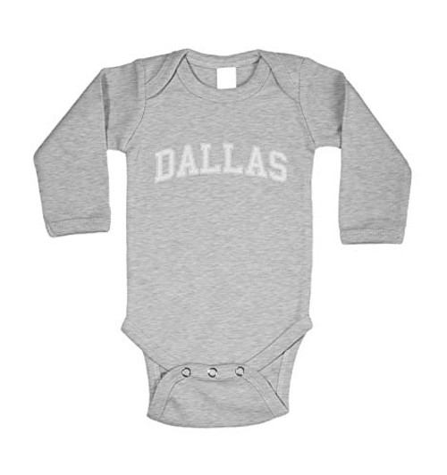 Haase Unlimited Dallas - State Proud Strong Pride Long Sleeve Bodysuit -Light Gray  18 Months-